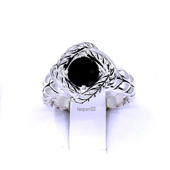 John Hardy JAI Black Spinel 1.40ct Basketweave Sterling Silver Ring - 7 NIB - Picture 5 of 13
